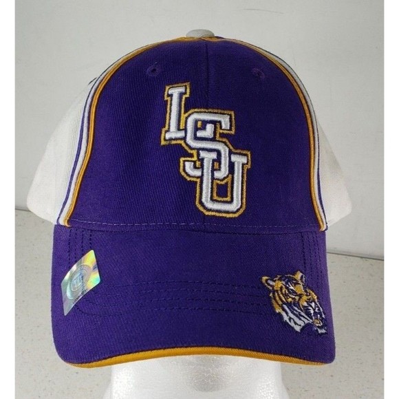 LSU TIGERS Adjustable Back Baseball Hat 3D Purple Yellow Fighting Tigers NWT - Picture 1 of 12